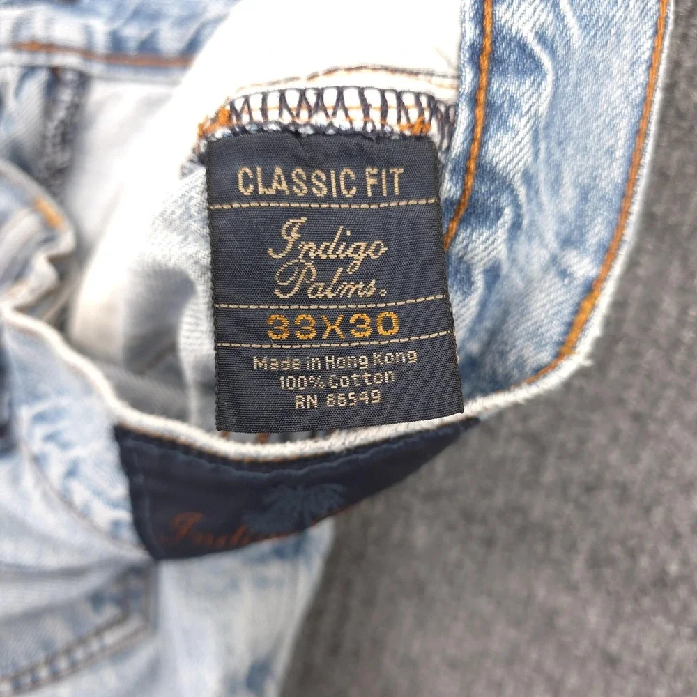 Indigo Palms Jeans Mens 33x30 Light Wash Blue Classic Fit‎ Straight Leg Denim